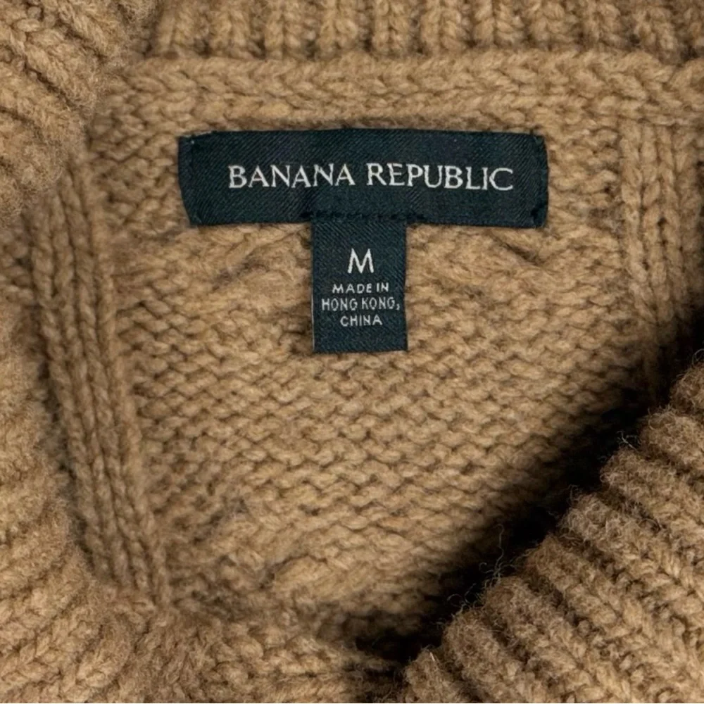 Banana Republic wool blend tan Cavo flair sleeve cable knit sweater women medium